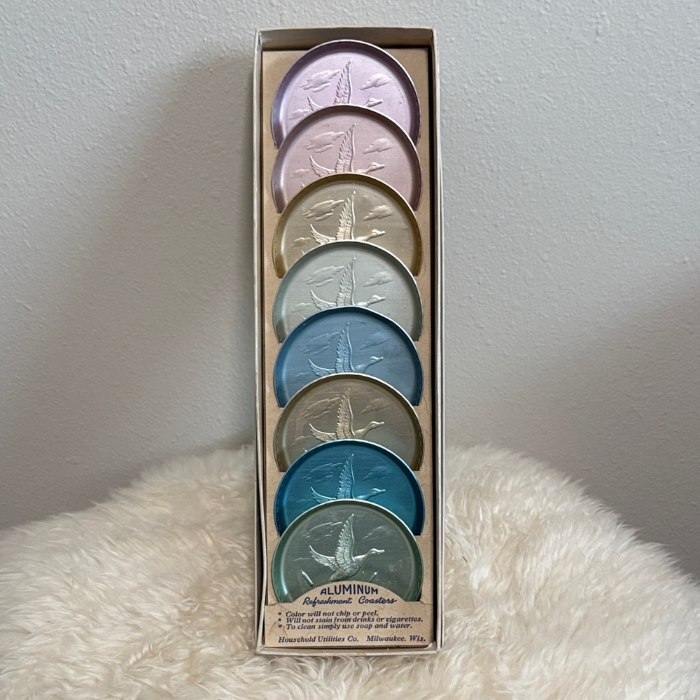 Vintage Aluminum Coasters Set